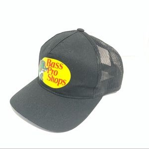 Bass Pro Shops Black Adjustable Snapback Trucker Hat Cap